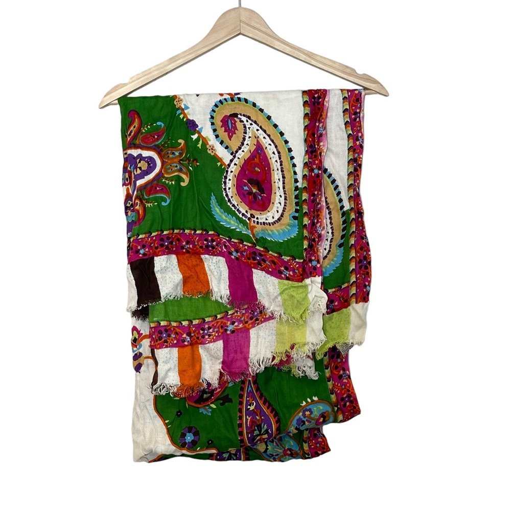 Tie Rack London Colorful Paisley Geometric Pattern Rectangular Scarf Viscose